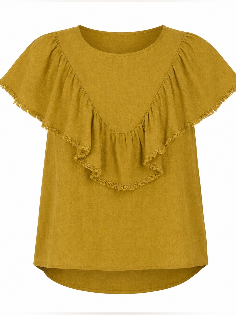 Umgee mustard yellow ruffle top, small 🔵